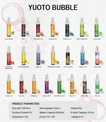 650mAh बैटरी शाइनिंग एलईडी लाइट 10ML . के साथ 4000puff रिचार्जेबल पॉड Vape
