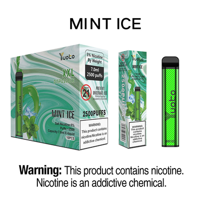 धूम्रपान Yuoto XXL 2500 Puffs Vape 5% निकोटीन साल्ट 7.0ML E जूस डिस्पोजेबल