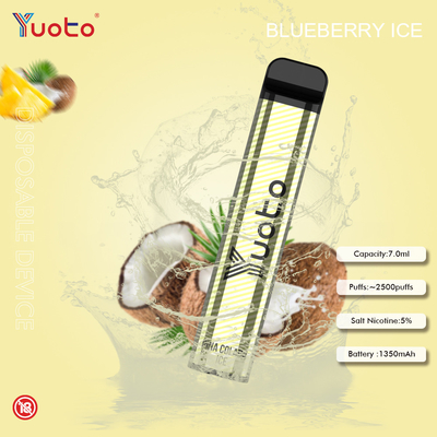 Yuoto 23 फ्लेवर 7.0ML 2500 पफ डिस्पोजेबल Vape 1200MAh बैटरी 5% निकोटीन