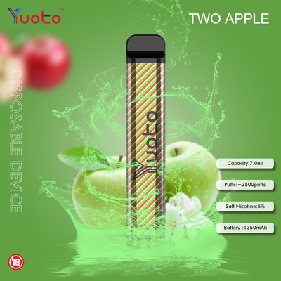 Yuoto 23 फ्लेवर 7.0ML 2500 पफ डिस्पोजेबल Vape 1200MAh बैटरी 5% निकोटीन