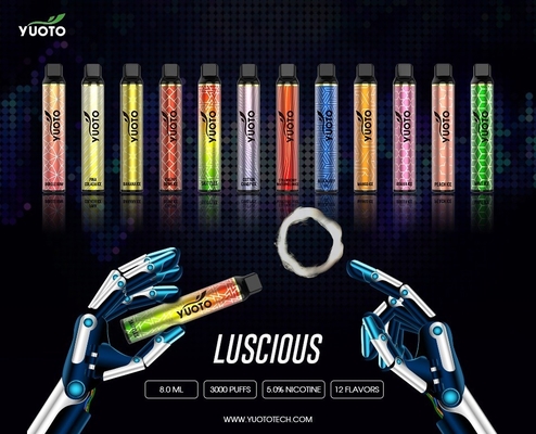 गर्म YUOTO 3000puff 27 स्वाद सुस्वाद डिस्पोजेबल Vape 1350mAh बैटरी निकोटीन 5% ejuice 8.0ml