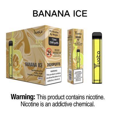 मूल डिस्पोजेबल Vape पेन yuoto xxl 2500 पफ 1200mah बैटरी क्षमता 7 मिली 5% निकोटीन