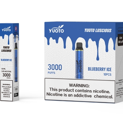 नए प्रकार की इलेक्ट्रॉनिक सिगरेट युओटो वेप 3000 पफ्स ब्लूबेरी 1350mAh बैटरी 8ml ई जूस