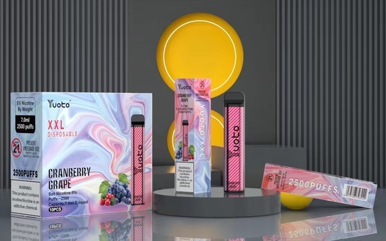 Yuoto XXL डिस्पोजेबल 2500 पफ्स Vape पॉड मिल्क कॉफी 7ml ई-लिक्विड 1200mAh बैटरी के साथ भारत में शिपिंग