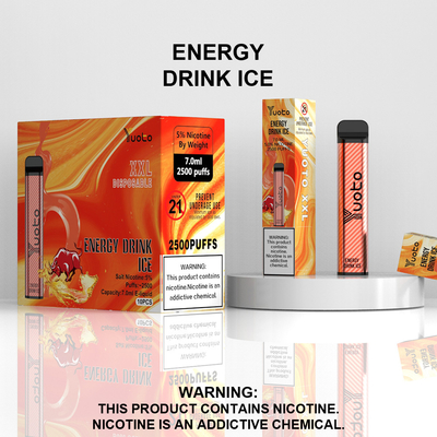 Yuoto XXL डिस्पोजेबल 2500 पफ्स Vape पॉड मिल्क कॉफी 7ml ई-लिक्विड 1200mAh बैटरी के साथ भारत में शिपिंग