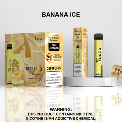 डिस्पोजेबल वेप पॉड 2500 पफ बनाना फ्लेवर युओटो XXL 7.0ml Ejuice 1200mAh बैटरी बल्किंग चीन फैक्टरी