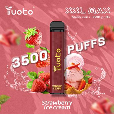 Yuoto XXL Max 3500 पफ्स डिस्पोजेबल वेप पेन शीशा हुक्का वेपोराइज़र 9ml ई-लिक्विड 1200mAh बैटरी मेश कॉइल के साथ