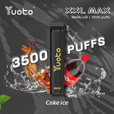 Yuoto XXL MAX डिस्पोजेबल वेप कोक आइस मेश कॉइल 5% 2% निकोटिन 3500 पफ