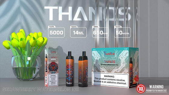 मेश कॉइल रिचार्जेबल ई सिगरेट, युओटो थानोस 5000 पफ्स 14ML 650mAh टाइप सी के साथ
