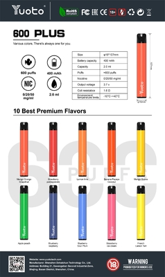 बदलने योग्य 5 रंग Tpd Vape पॉड, लाइव 600 पफ्स कार्ट्रिज मॉड डिवाइस