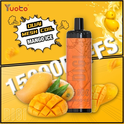 YUOTO निर्माता DIGI 15000 Puffs Daul Mesh Coil Vape समायोज्य वायु प्रवाह MTL और DTL