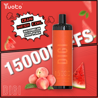 समायोज्य वायुप्रवाह YUOTO 15000 Puffs डुअलमेश कॉइल के साथ डिस्पोजेबल वाइप 850mAh बैटरी 23 स्वाद