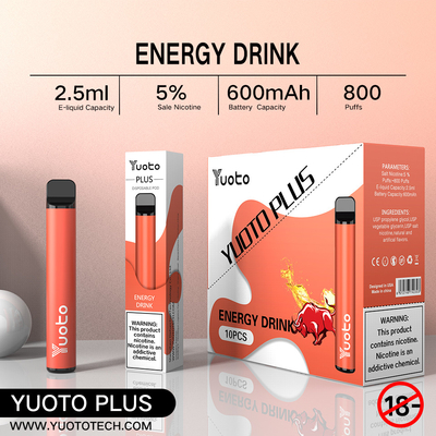 यूओटो प्लस 7W-12W डिस्पोजेबल ई सिग वेप 100% मूल 800 पफ 3.5V