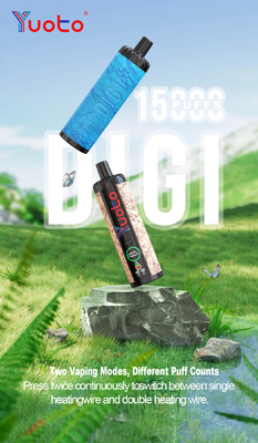Yuoto DIGI 15000 Puffs Daul Mesh Coil Vape Disposable Vape डिस्प्ले स्क्रीन के साथ