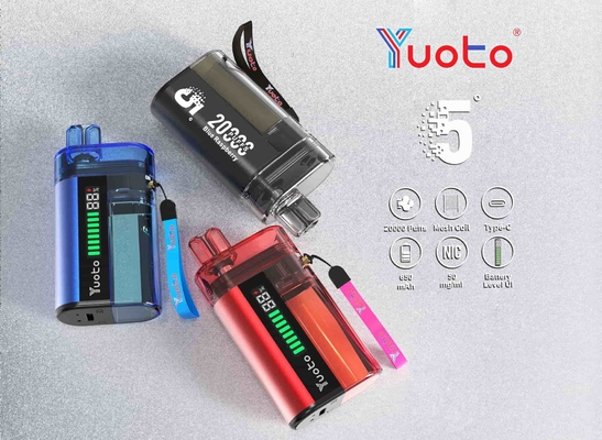 एडजस्टेबल एयरफ्लो YUOTO डिस्पोजेबल वेप जिसमें 850mAh बैटरी क्षमता और 10-12W वाट क्षमता है
