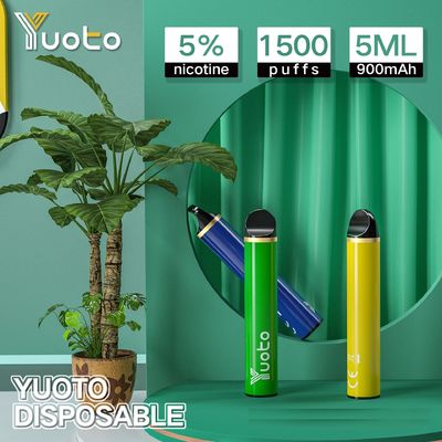 Yuoto 5 1500puffs डिस्पोजेबल vapes 5ml 5% निकोटीन और लिक्विड 900mah